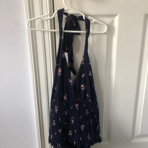 Blue Floral Crop Top